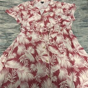 Torrid Pink and White Palm Print Midi Dress